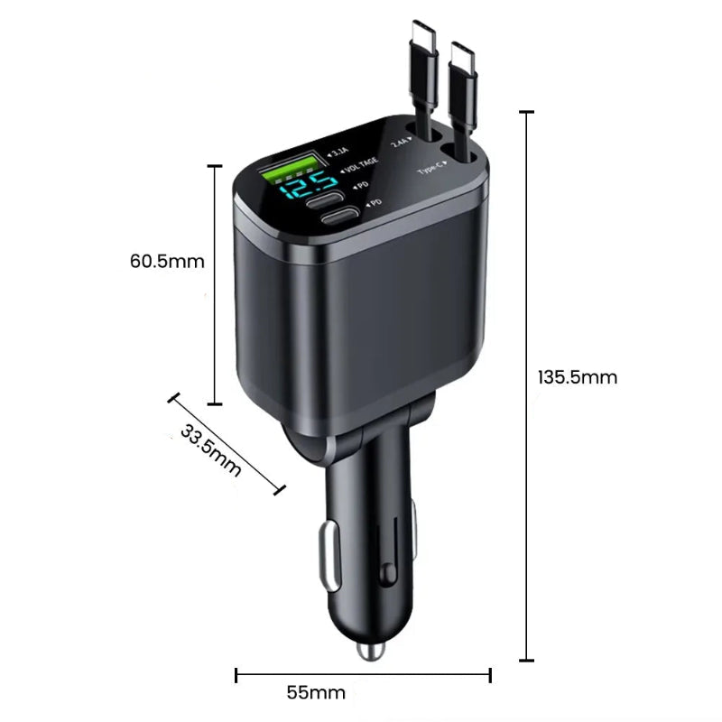 5 in 1 Retractable Car Charger 150W All Variant Options View