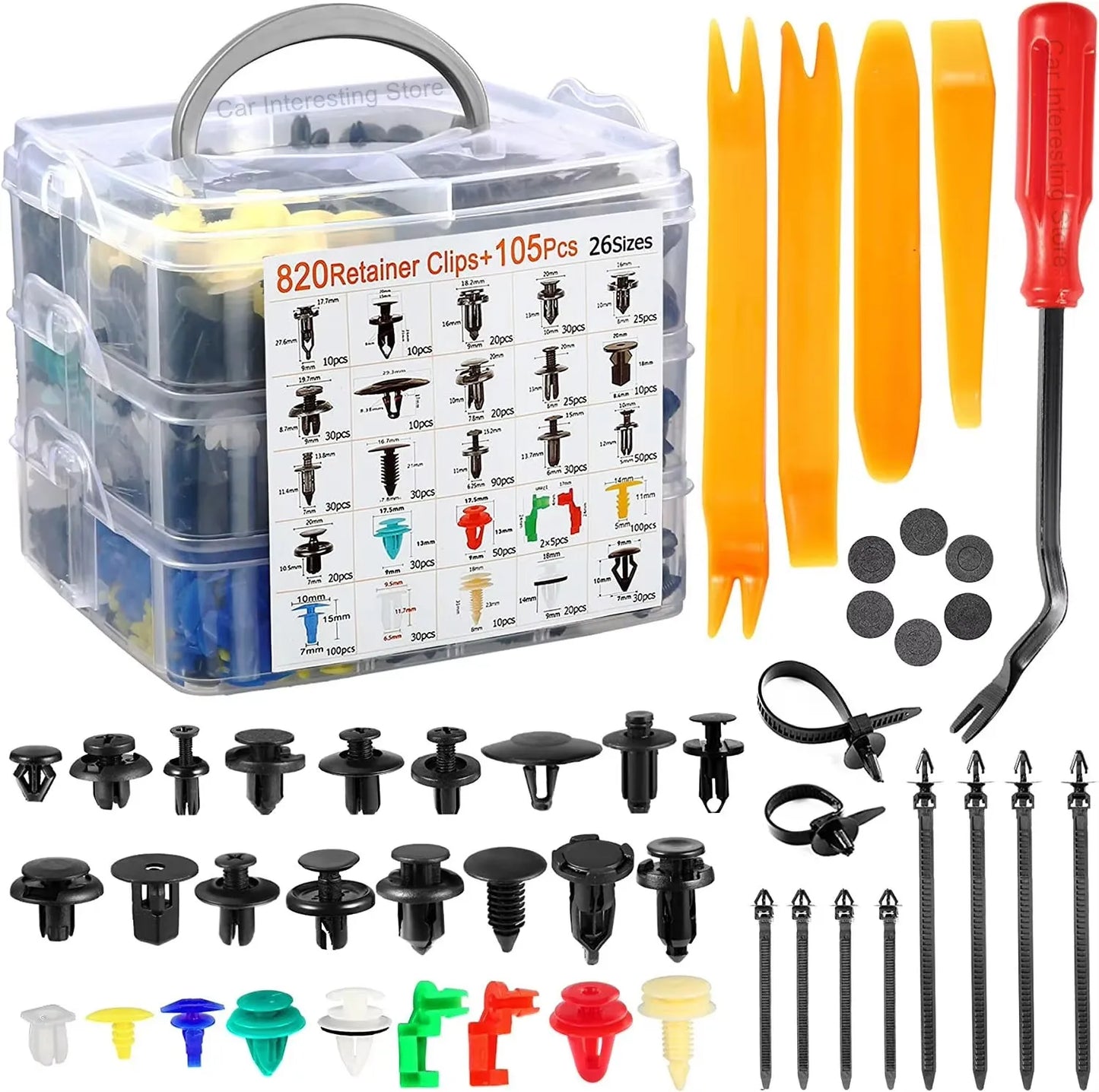 Car Fastener Clip Kit Full Set Contents Organised Display