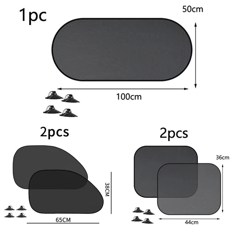 Car window curtain set with suction cups