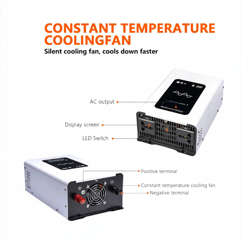 Off grid pure sine wave inverter with cooling fan