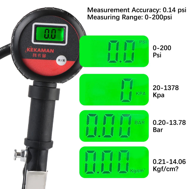 Backlit tire pressure tester car truck