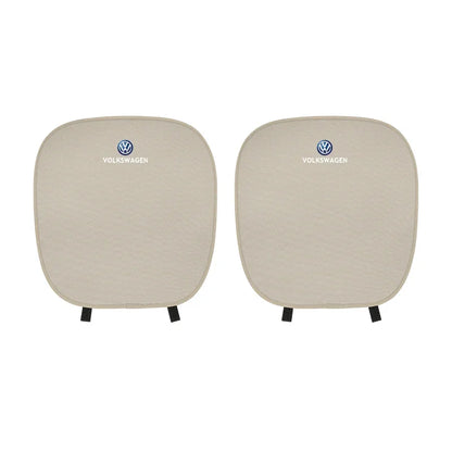VW Ice Silk Headrest Cover Beige Two Piece Set White Background