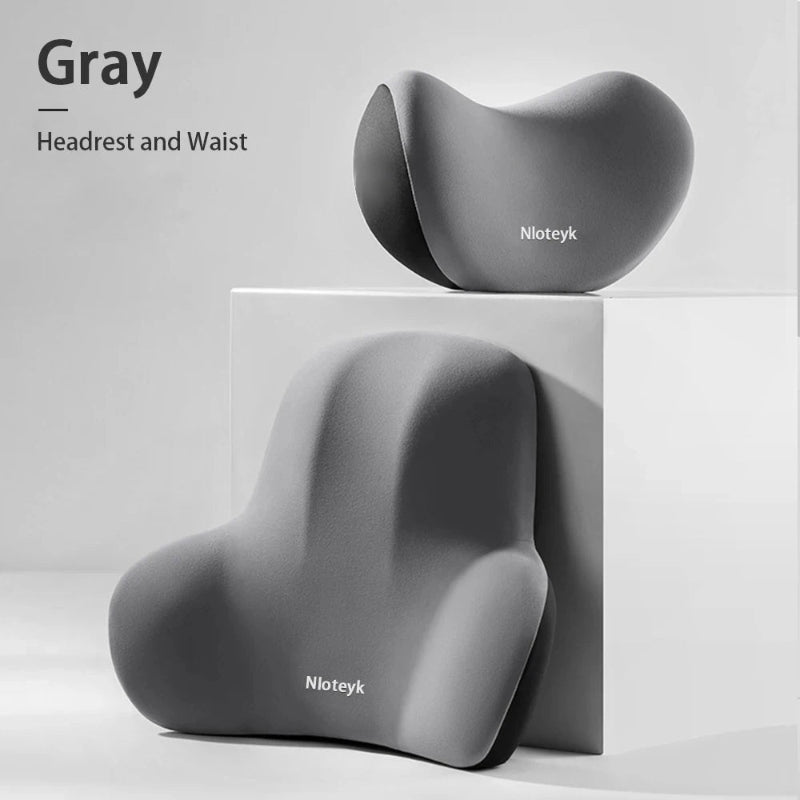 Memory Foam Car Pillow Neck Headrest Grey Waist Set Overview