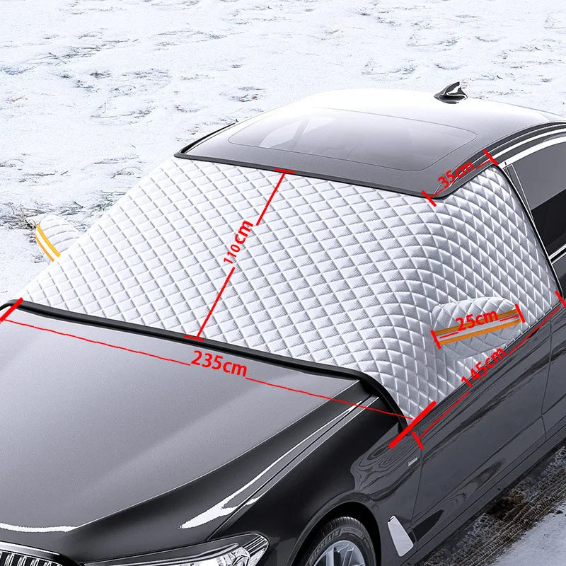 Car Windshield Cover Sun Snow Protection Installation View