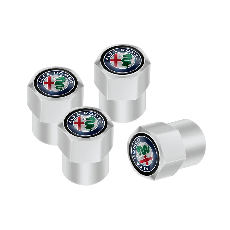 Valve Caps with Suede Keychain Alfa Romeo