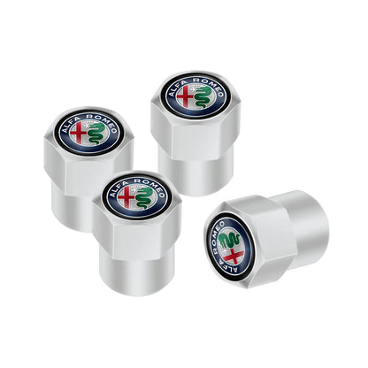 Valve Caps with Suede Keychain Alfa Romeo
