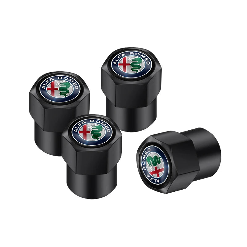 Valve Caps with Suede Keychain Alfa Romeo