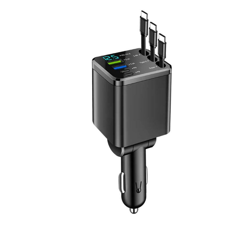 150W Car Charger USB-C Retractable With Starlight Lamp Feature