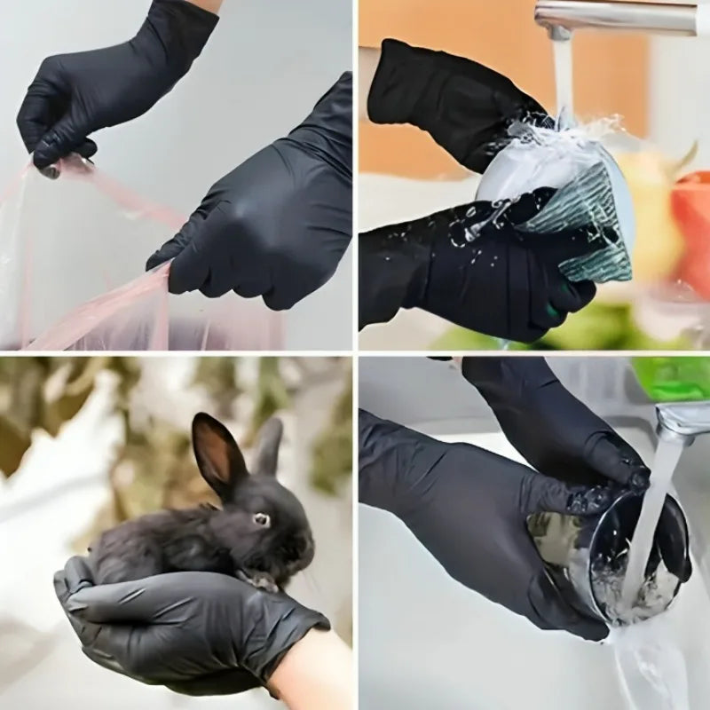 Black Nitrile Disposable Gloves Latex Free 50 Piece Box