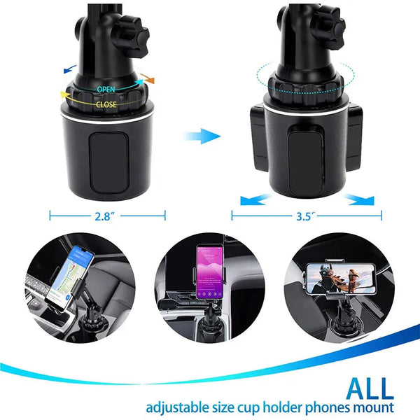 Car Cup Holder Phone Mount Adjustable Gooseneck