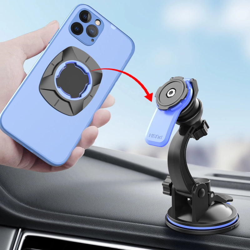 Car Phone Holder Suction Cup Mount One Hand Operation Black 143F