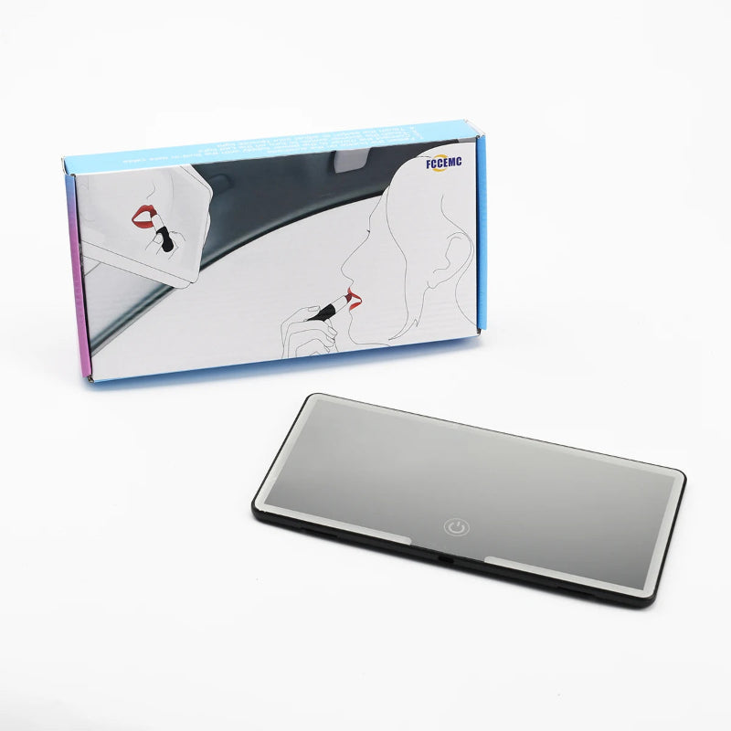 LED Car Makeup HD Mirror Sun Visor Hanging Mirror USB Rechargeable Touch Dimmable