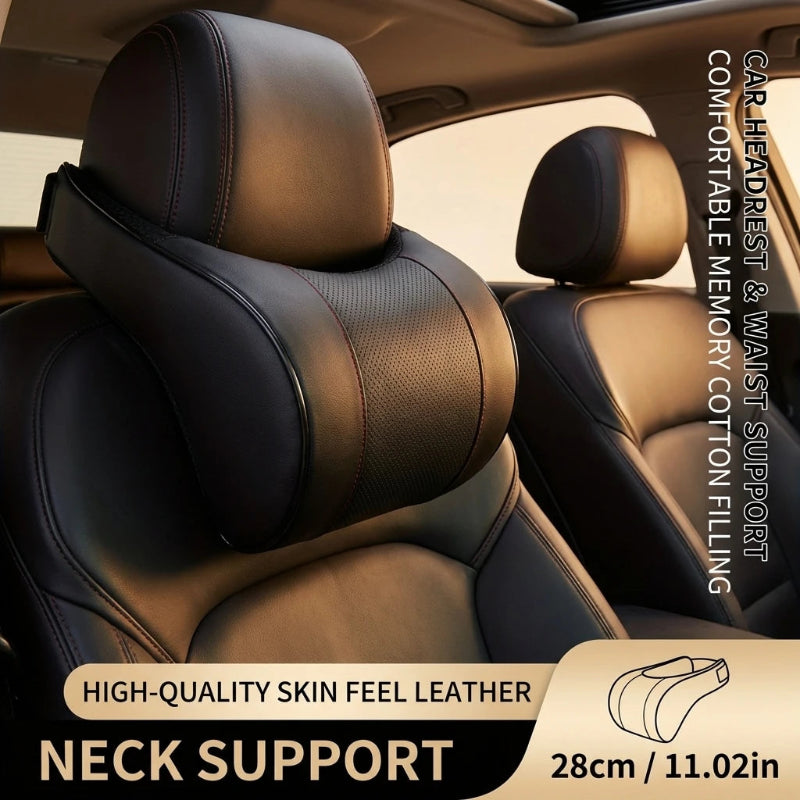 PU Leather Car Neck Headrest Cushion Memory Foam Close Up