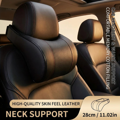 PU Leather Car Neck Headrest Cushion Memory Foam Close Up