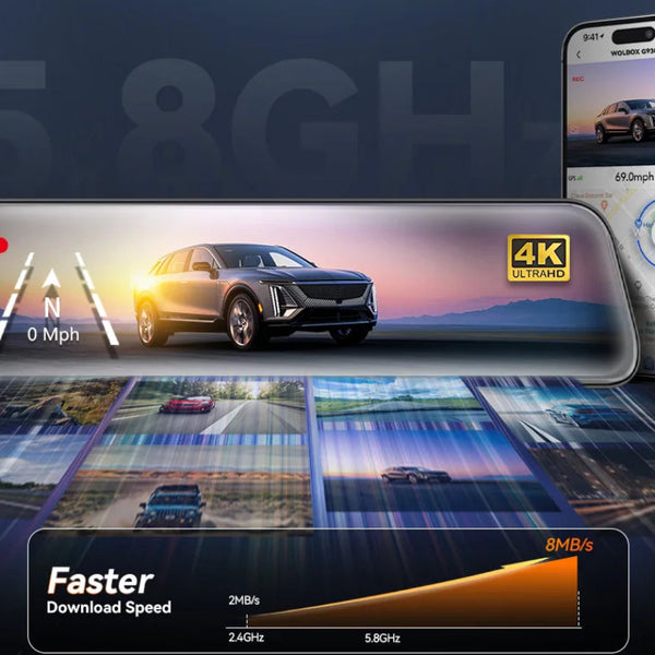 Mirror Dash Cam WiFi GPS 10in WOLFBOX G930 4K