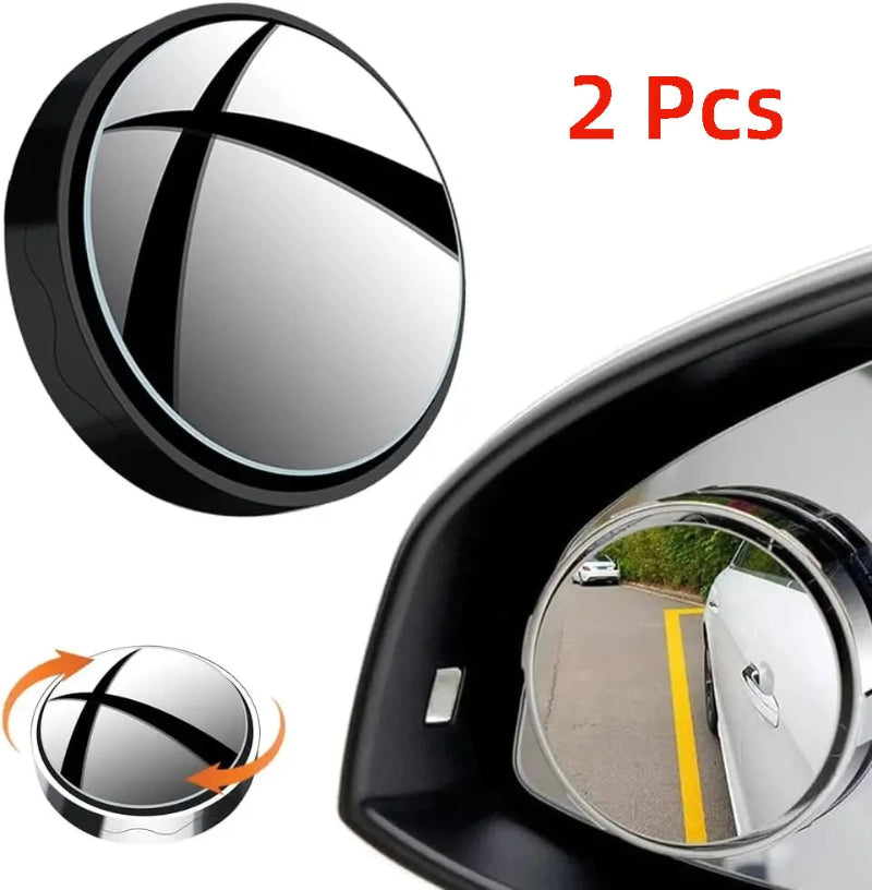2Pcs 360° Adjustable Blind Spot Convex Mirror Car Auxiliary Rearview Wide Angle Mirrors