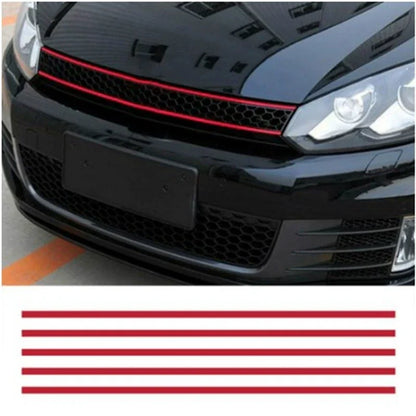 Car with red stripe on black background