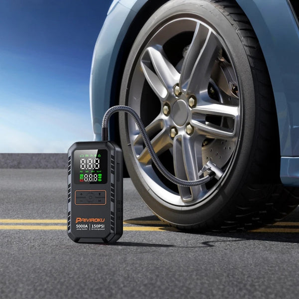 Jump Starter 4 in 1, Air Compressor 150PSI 12V 12000mAh Power Bank