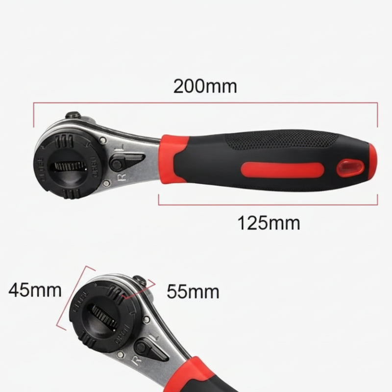 Reversible 60 Tooth Ratchet Wrench 6 to 22mm Spanner Set