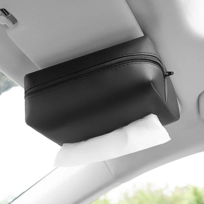 Leather Tissue Holder Sun Visor Mount Car