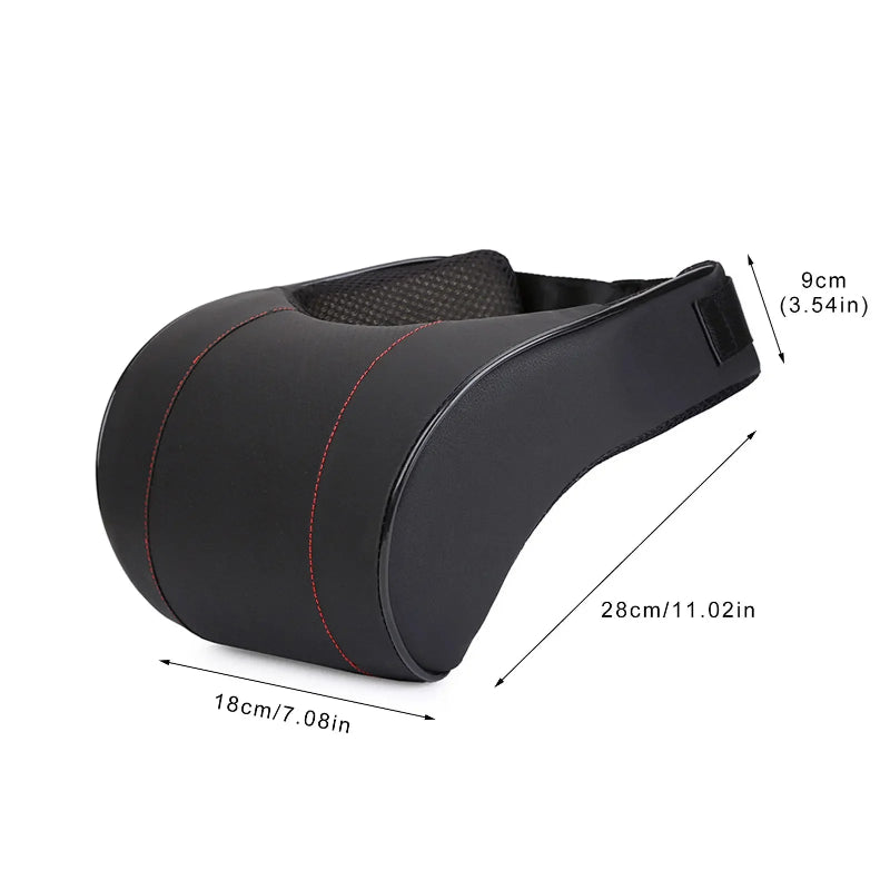 Car Neck Pillow PU Leather Headrest Adjustable Elastic Strap Detail