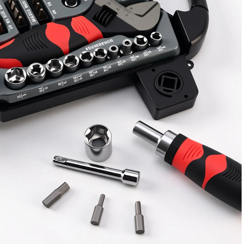 Socket Wrench Set w/ Ratcheting Screwdriver (Cr-V Steel) 40PCs