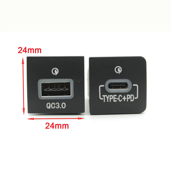 USB PD QC3.0 Fast Charging Outlet Button for VW Golf MK6 & Jetta
