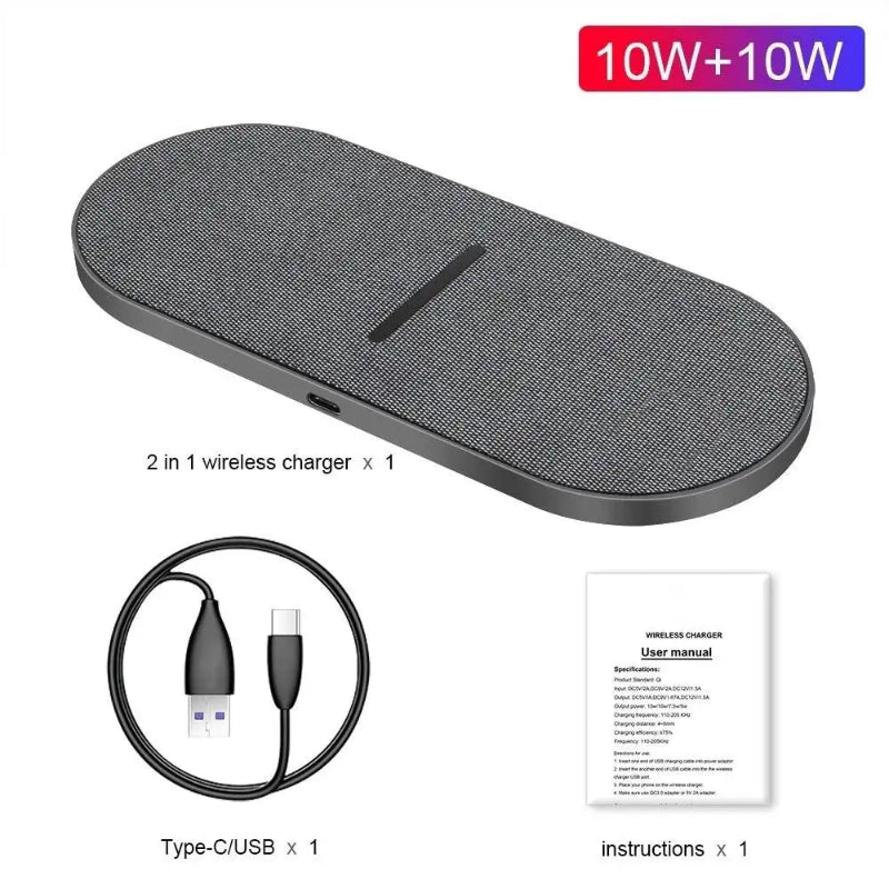 Wireless Charger Dock (Phone + Earbuds) Type-C 2-in-1 