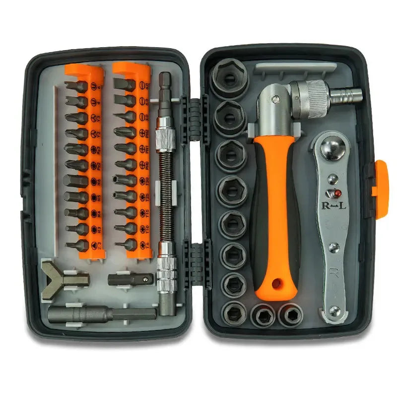 38-in-1 Socket Wrench Ratchet Screwdriver Set Portable Tool Kit