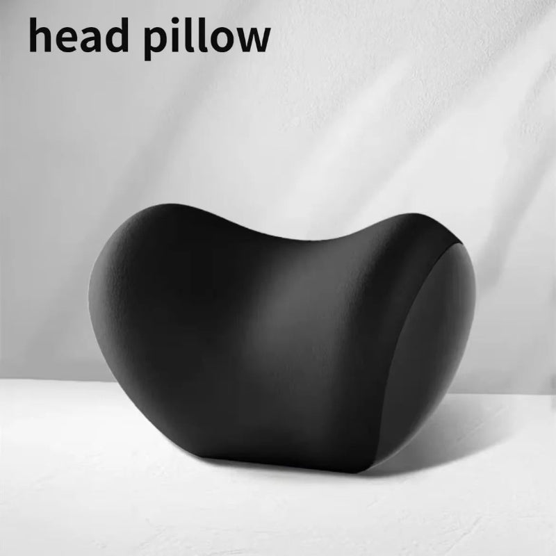 Car Headrest Neck Pillow Breathable Fabric Black Backrest View