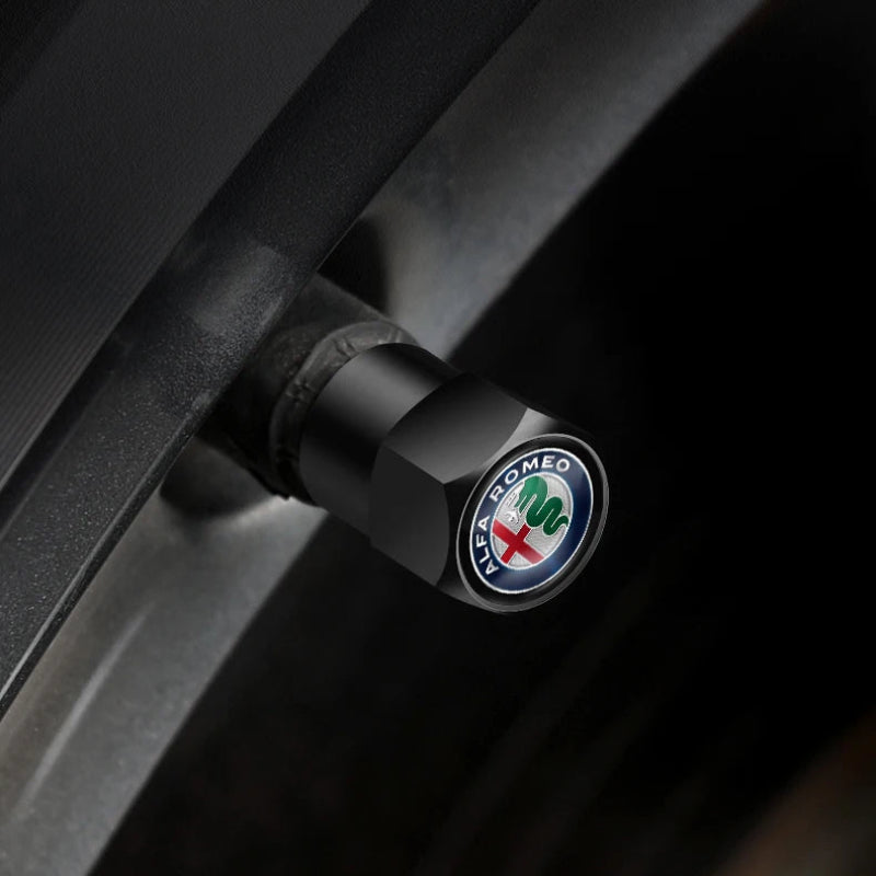 Valve Caps with Suede Keychain Alfa Romeo