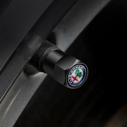 Valve Caps with Suede Keychain Alfa Romeo