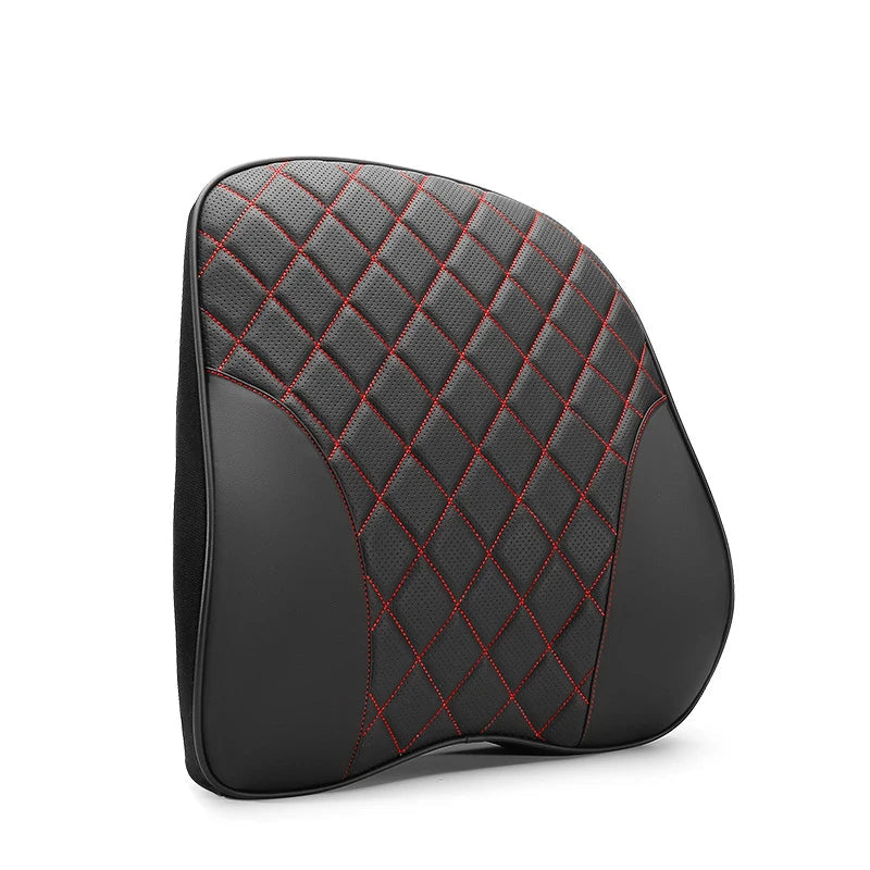 Car Neck Pillow PU Leather Memory Foam Close Up Detail