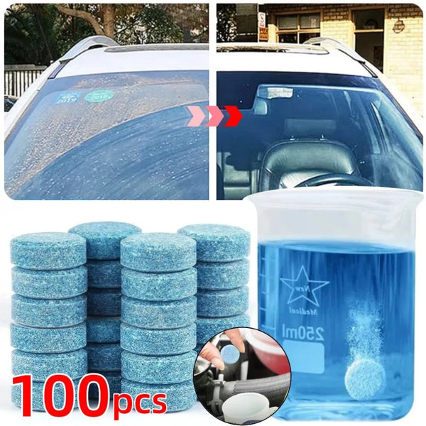 Car Windshield Cleaning Tablets with Oil Film Removal & Antifreeze Formula