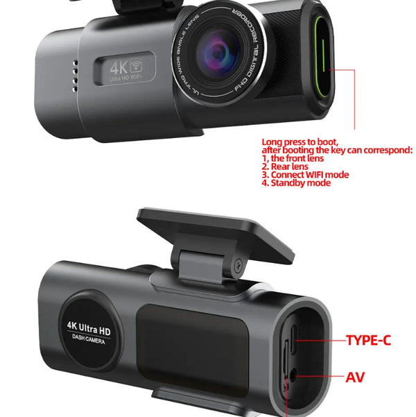 Dash Cam 4K UHD Car DVR (Wi-Fi + GPS + 24H Parking
