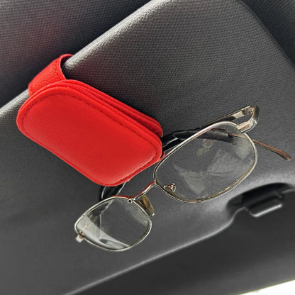 Universal Magnetic Leather Sunglasses Holder for Car Sun Visor Clip Glasses Case plus Card Ticket Holder Black