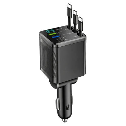 5 in 1 Retractable Car Charger USB A Plus C Light Cable