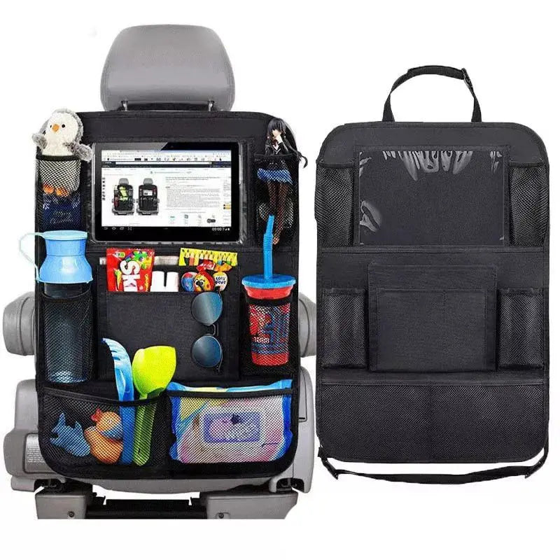 Car Backseat Organizer with Tablet Holder Foldable Seat Back Storage Bag with Multiple Pockets