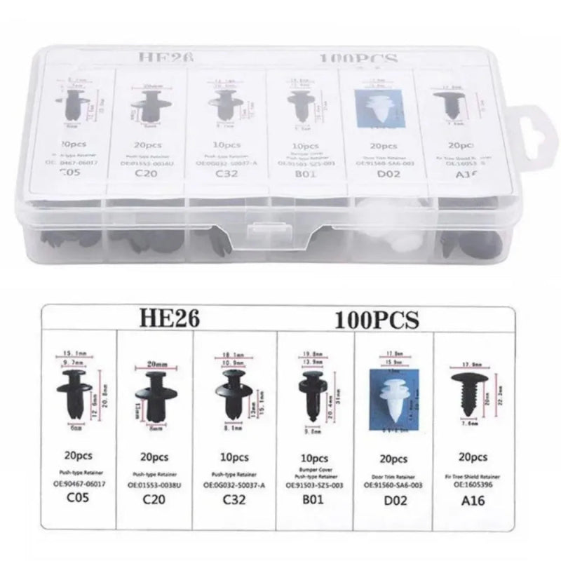 Car Bumper Panel Retainer Push Pin Clip Set Multiple Sizes