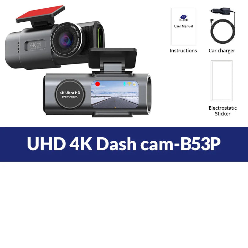 4K Dash Cam with GPS Speed Recording Night Vision Mode