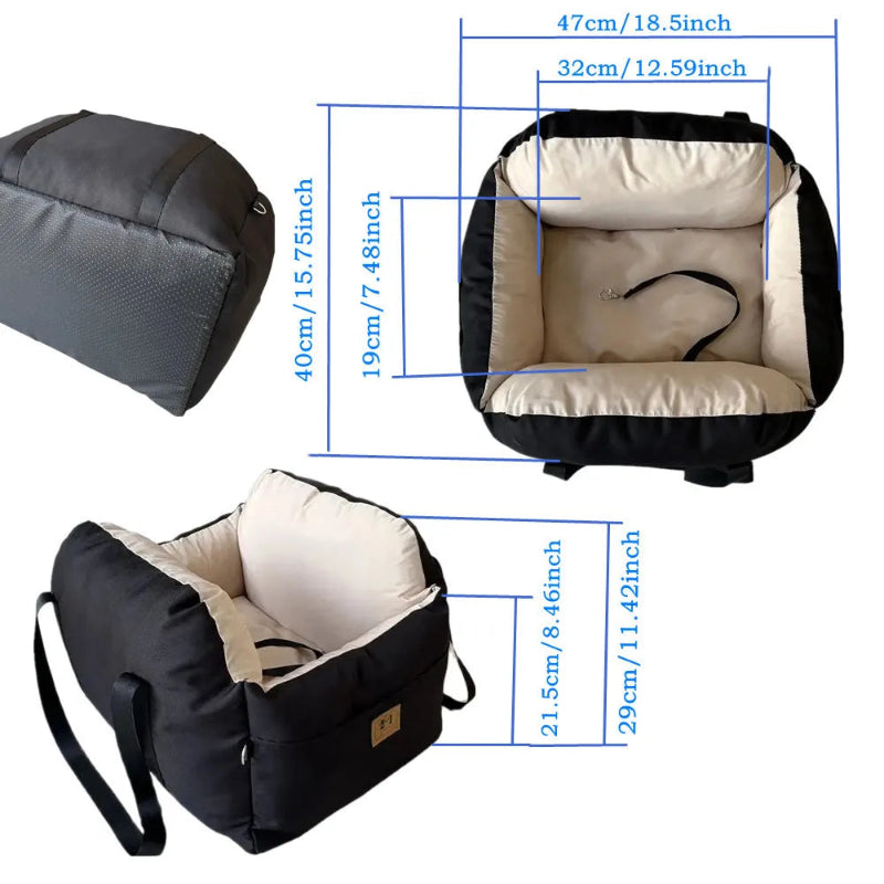 Pet Nest Car Seat Brown Black Colour Options