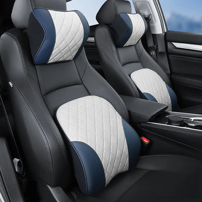 PU Leather Car Neck Pillow Memory Foam Lumbar Set Side View