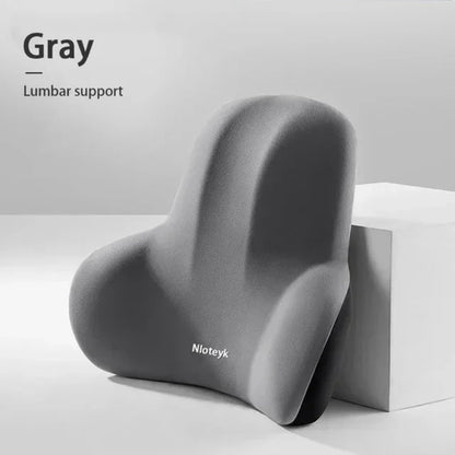 Memory Foam Car Headrest and Lumbar Support Pillow Set, Ergonomic Neck + Back Cushion