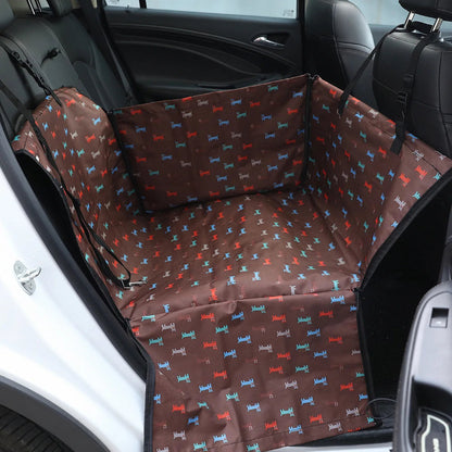 Pet Car Seat Cover Hammock Installed Rear View Dog Cat