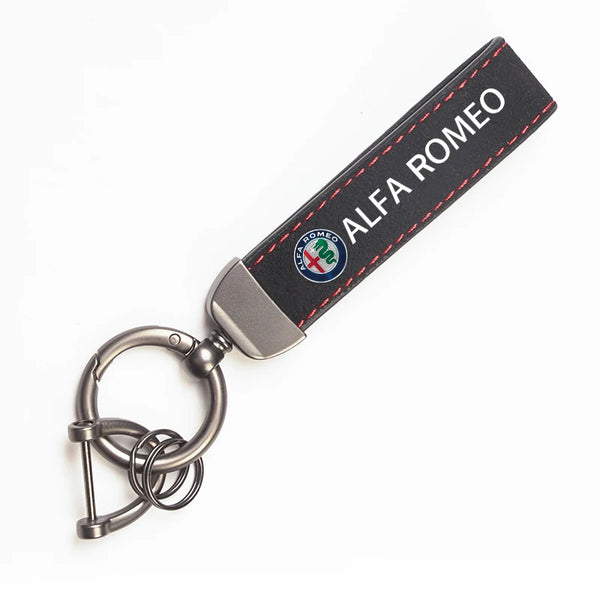 Valve Caps with Suede Keychain Alfa Romeo