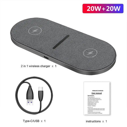 Wireless Charger Dock (Phone + Earbuds) Type-C 2-in-1 
