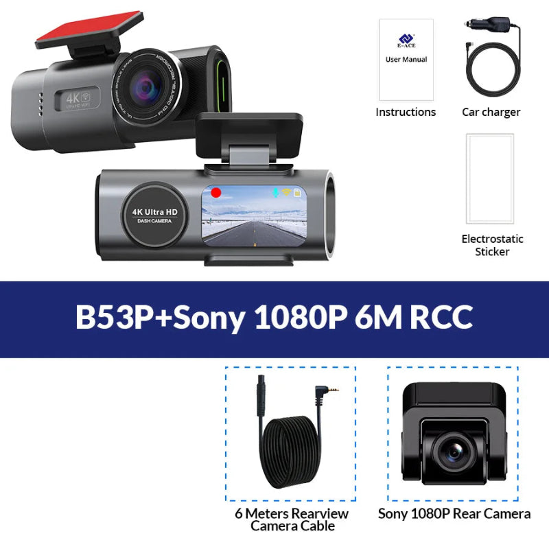 Car Dash Cam 4K SONY Sensor Parking Monitor Screen