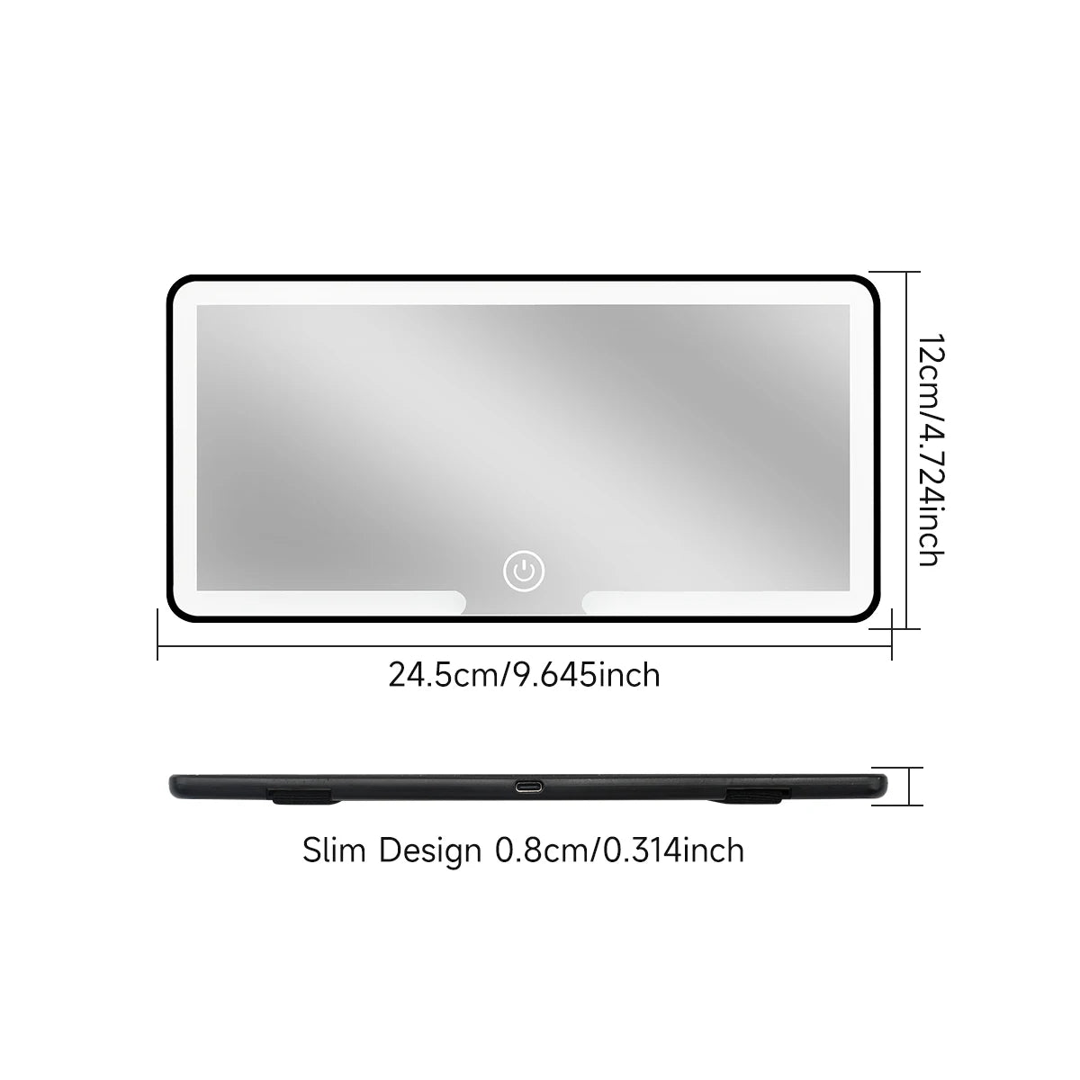 LED Car Makeup HD Mirror Sun Visor Hanging Mirror USB Rechargeable Touch Dimmable