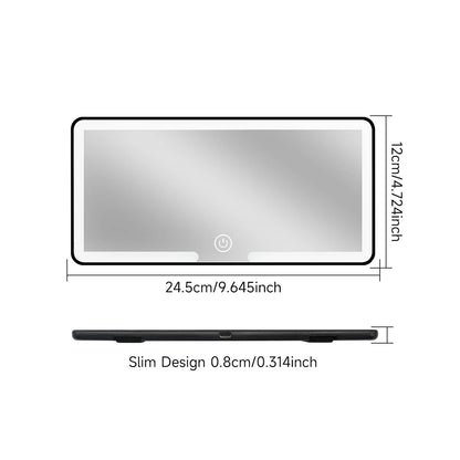 LED Car Makeup HD Mirror Sun Visor Hanging Mirror USB Rechargeable Touch Dimmable