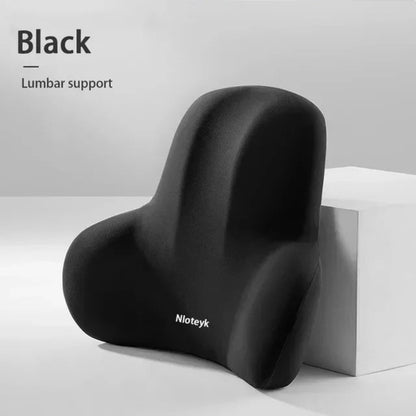 Memory Foam Car Headrest and Lumbar Support Pillow Set, Ergonomic Neck + Back Cushion